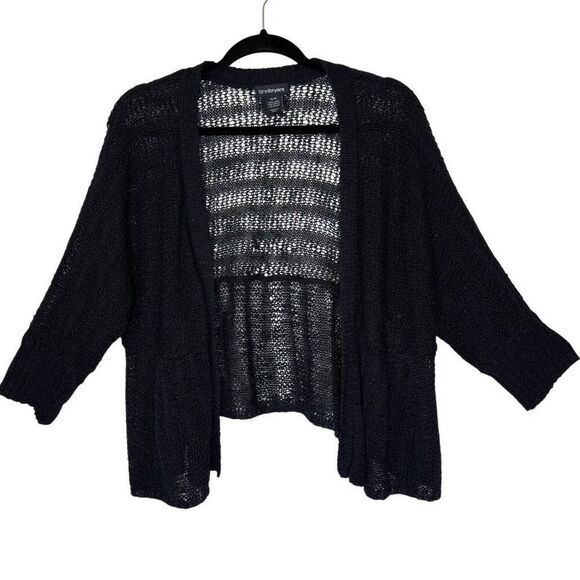 Lane Bryant Black Linen Blend Loose Knit Open Cardigan Sz 14/16 Career, Casual - Picture 1 of 11